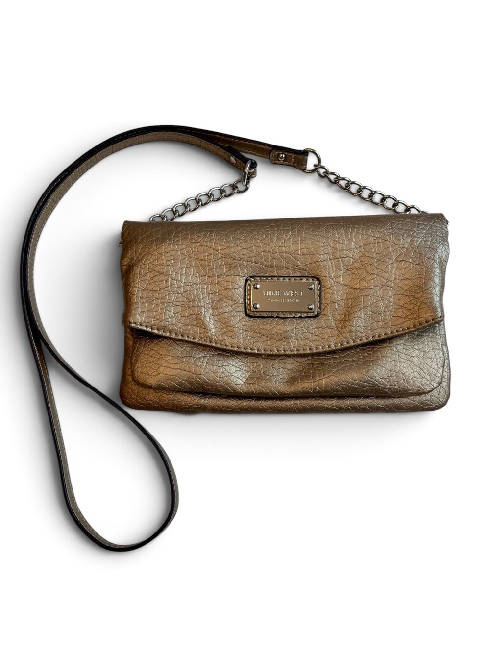 Nine West Y2K Bronze Metallic Crossbody with Chain Strap